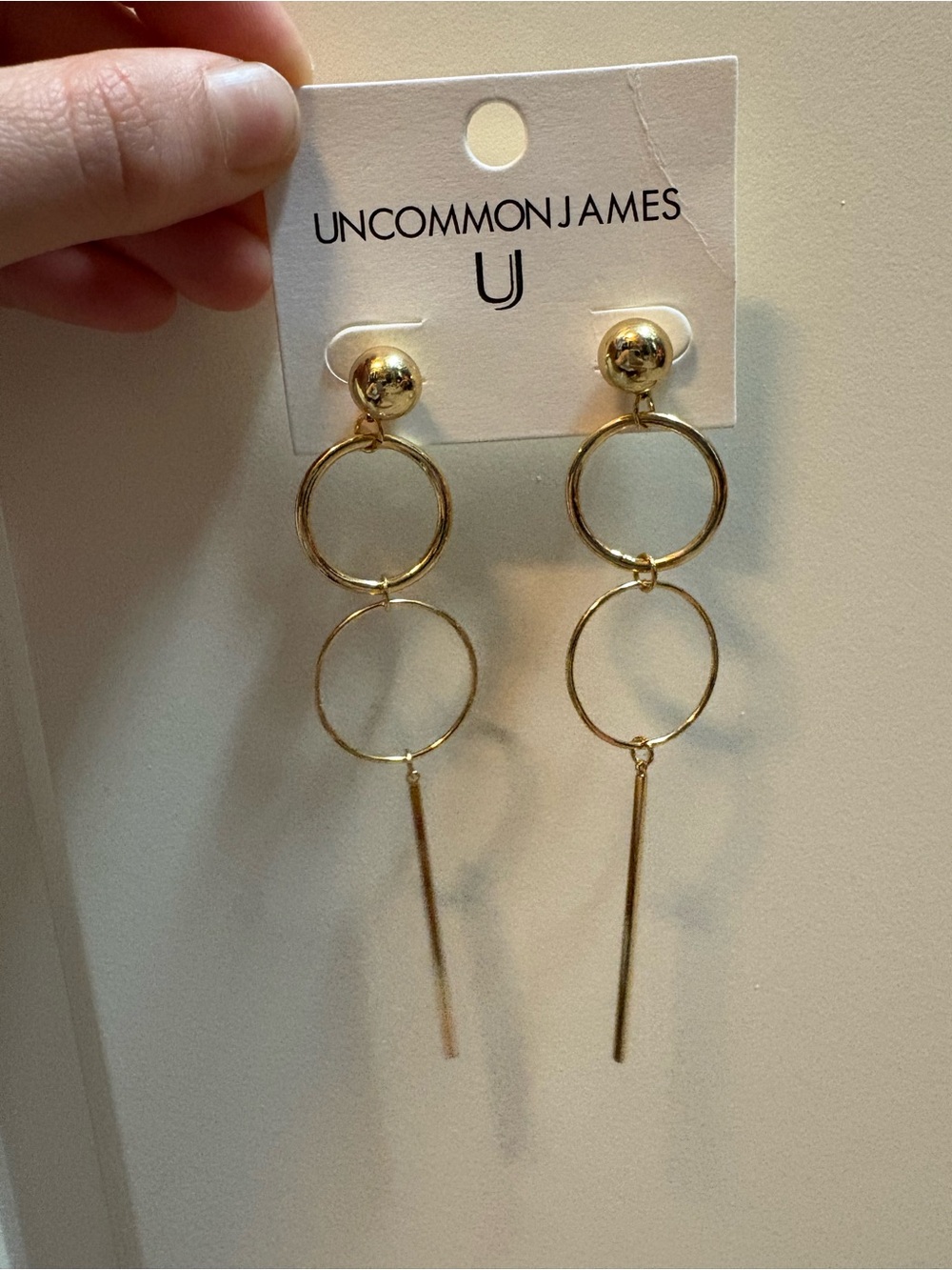 Uncommon James Gold Linked Hoop Drop Earrings with Bar Accent